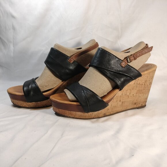 Corso Como Two-Tone Black and Brown Leather Cork Wedges 9.5 - Worn Once! - Picture 1 of 11